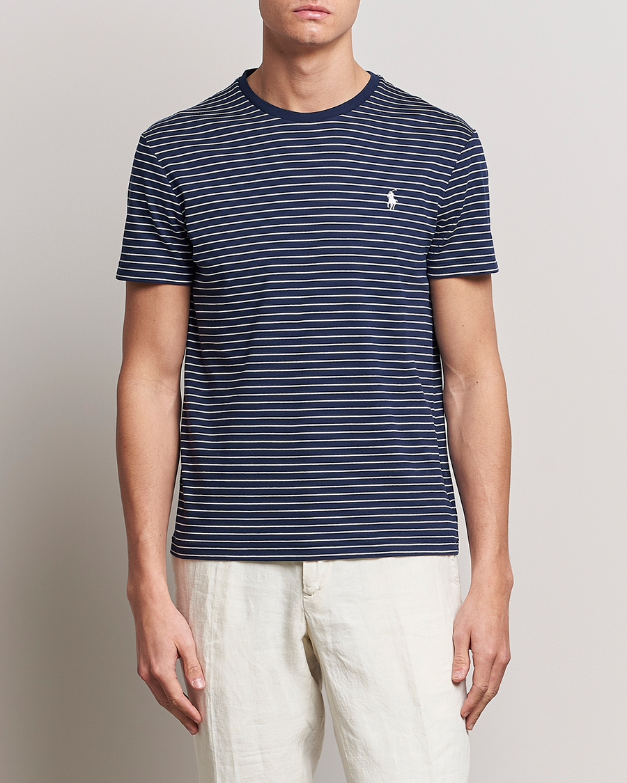 Herre | T-Shirts | Polo Ralph Lauren | Luxury Pima Cotton Striped T-shirt Navy/White
