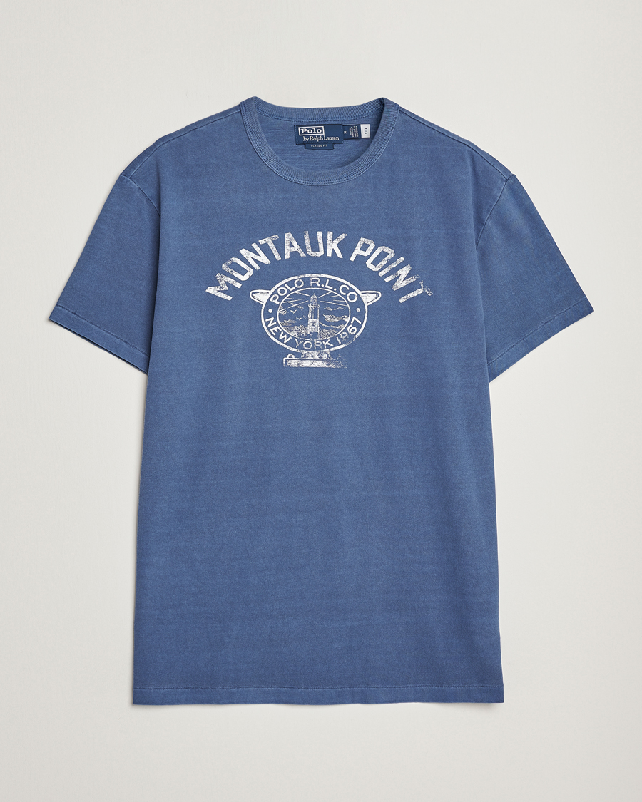 Herre | T-Shirts | Polo Ralph Lauren | Graphic Logo Jerset Crew Neck T-Shirt Earth Blue