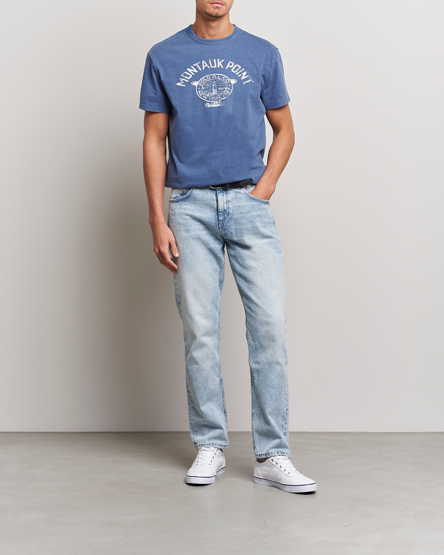 Herre | T-Shirts | Polo Ralph Lauren | Graphic Logo Jerset Crew Neck T-Shirt Earth Blue