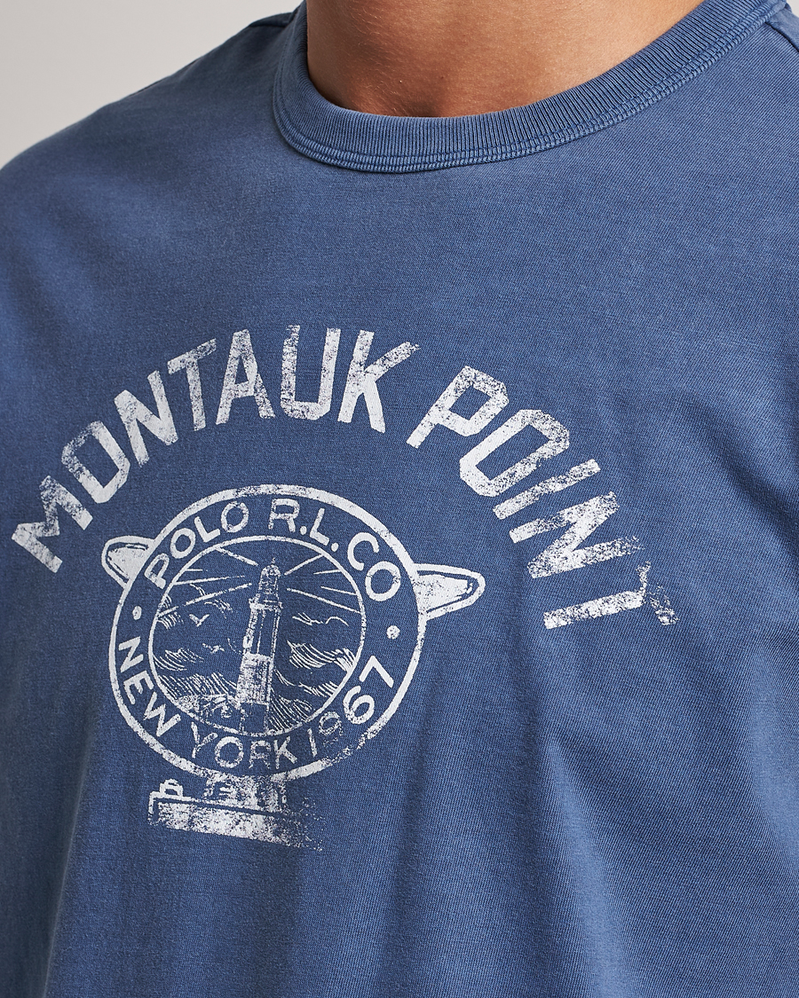 Herre | T-Shirts | Polo Ralph Lauren | Graphic Logo Jerset Crew Neck T-Shirt Earth Blue
