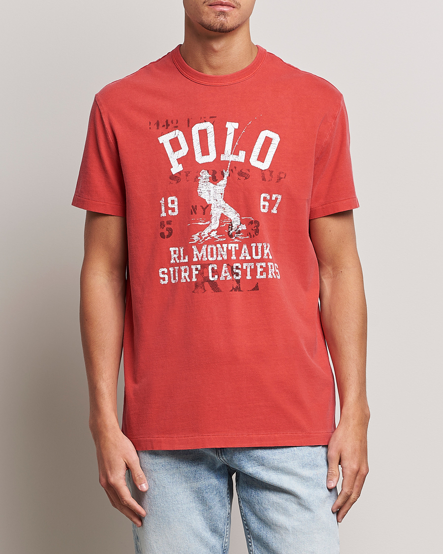 Herre | T-Shirts | Polo Ralph Lauren | Graphic Logo Jerset Crew Neck T-Shirt Evening Red