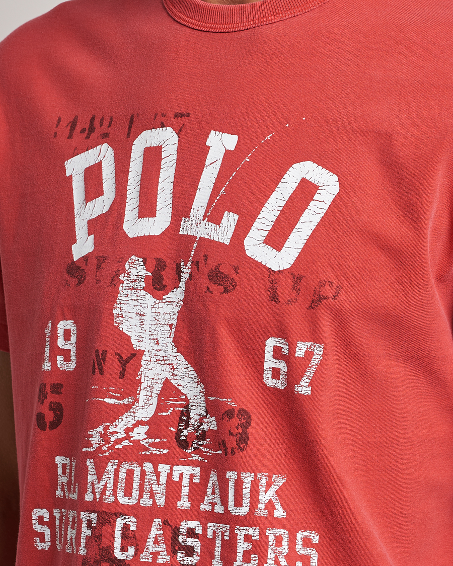 Herre | T-Shirts | Polo Ralph Lauren | Graphic Logo Jerset Crew Neck T-Shirt Evening Red