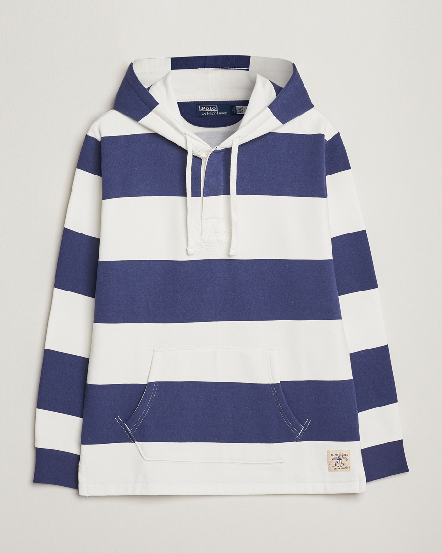Herre | Trøjer | Polo Ralph Lauren | Jersey Blockstriped Hoodie Boat Navy/White