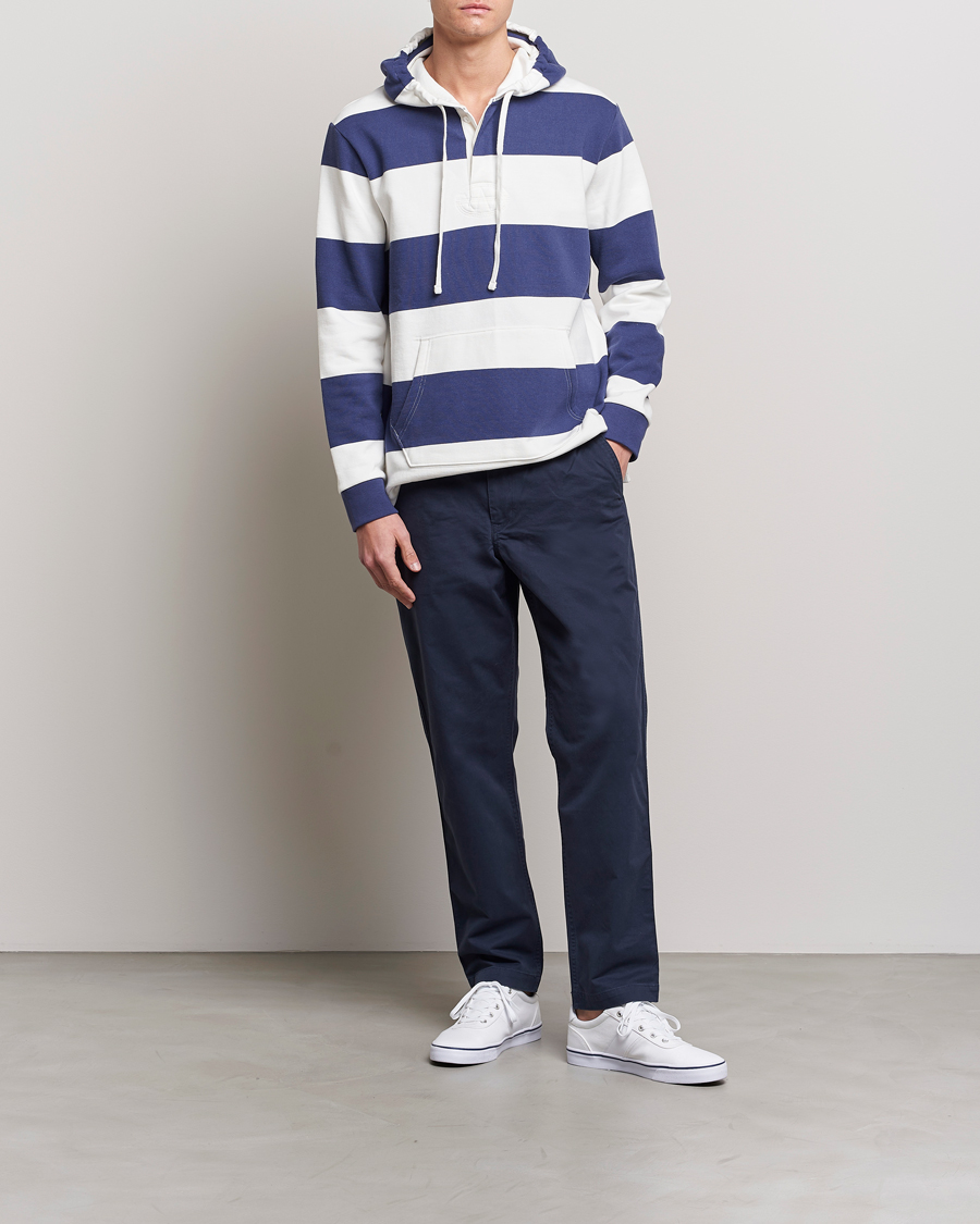 Herre | Trøjer | Polo Ralph Lauren | Jersey Blockstriped Hoodie Boat Navy/White