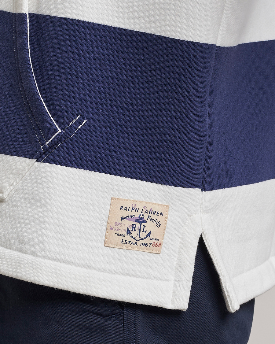 Herre | Trøjer | Polo Ralph Lauren | Jersey Blockstriped Hoodie Boat Navy/White