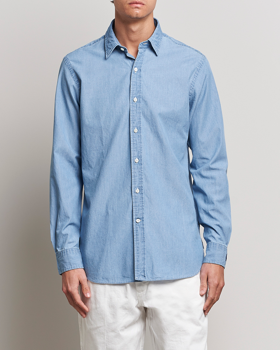 Herre |  | Polo Ralph Lauren | Custom Fit Denim Dress Shirt French Blue