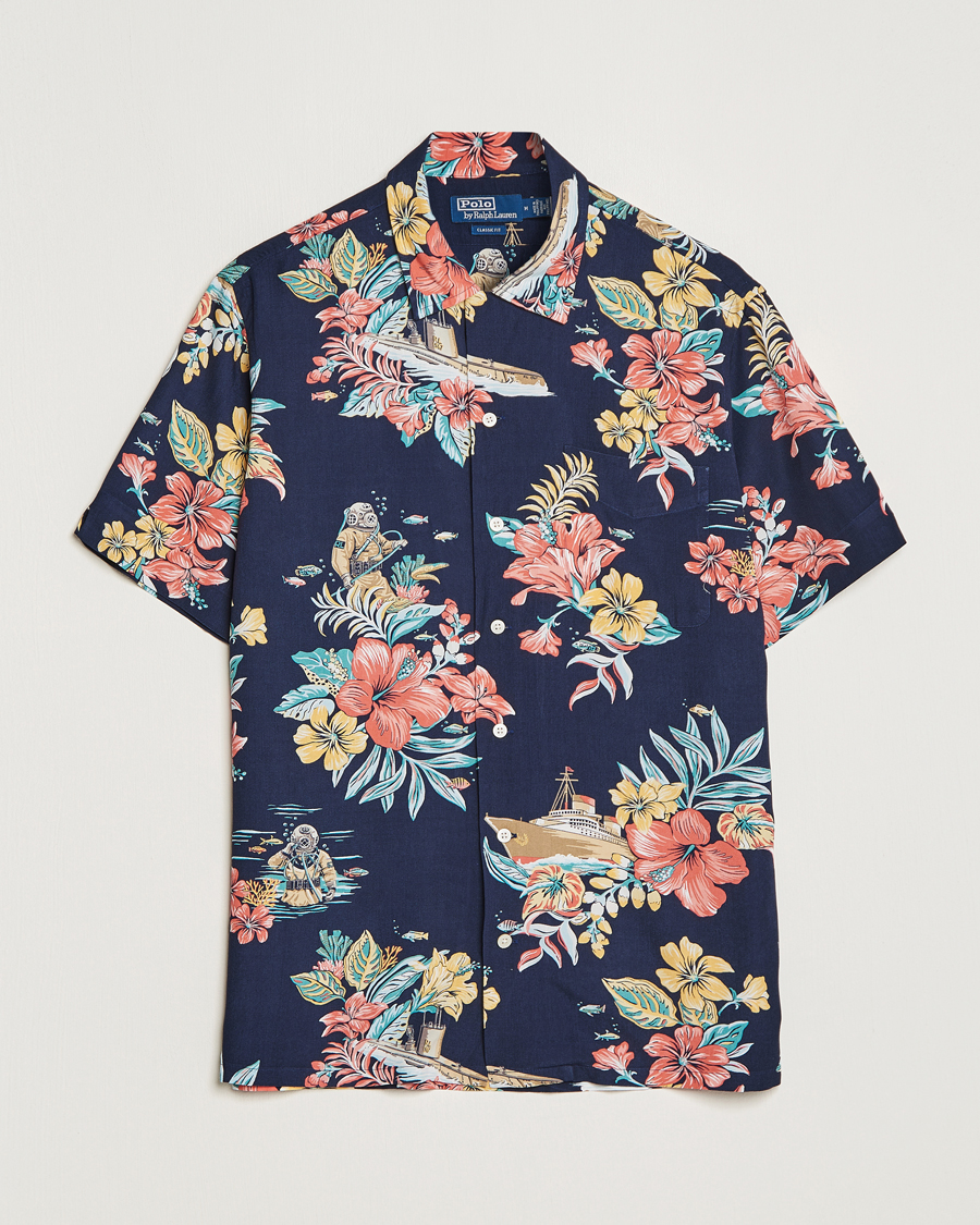 Herre | Skjorter | Polo Ralph Lauren | Printed Flower Short Sleeve Shirt Navy Multi