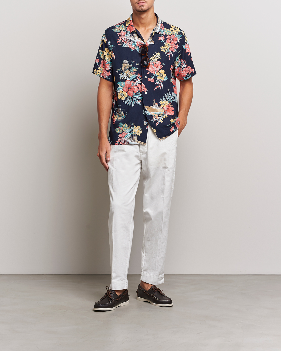 Herre | Skjorter | Polo Ralph Lauren | Printed Flower Short Sleeve Shirt Navy Multi