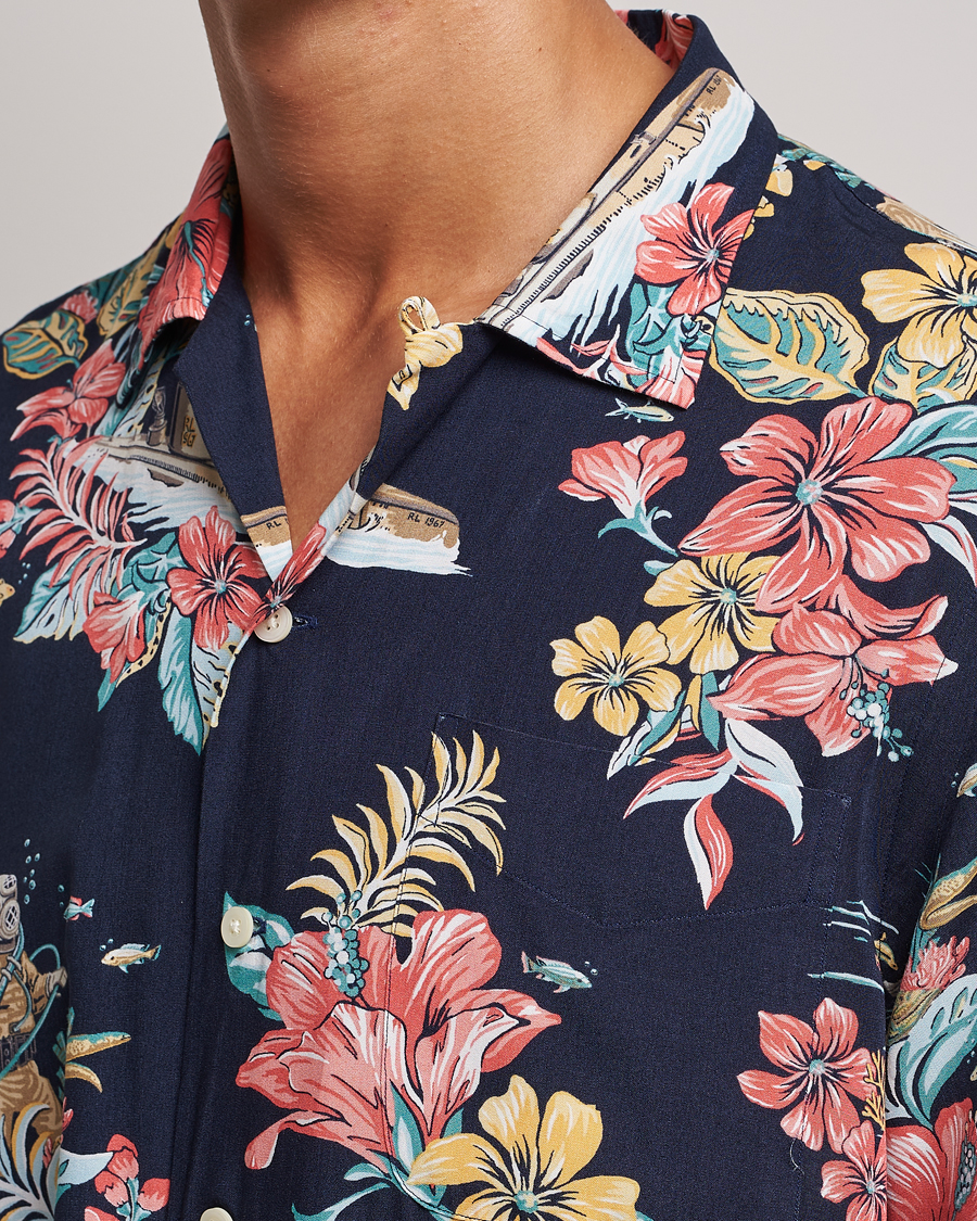 Herre | Skjorter | Polo Ralph Lauren | Printed Flower Short Sleeve Shirt Navy Multi