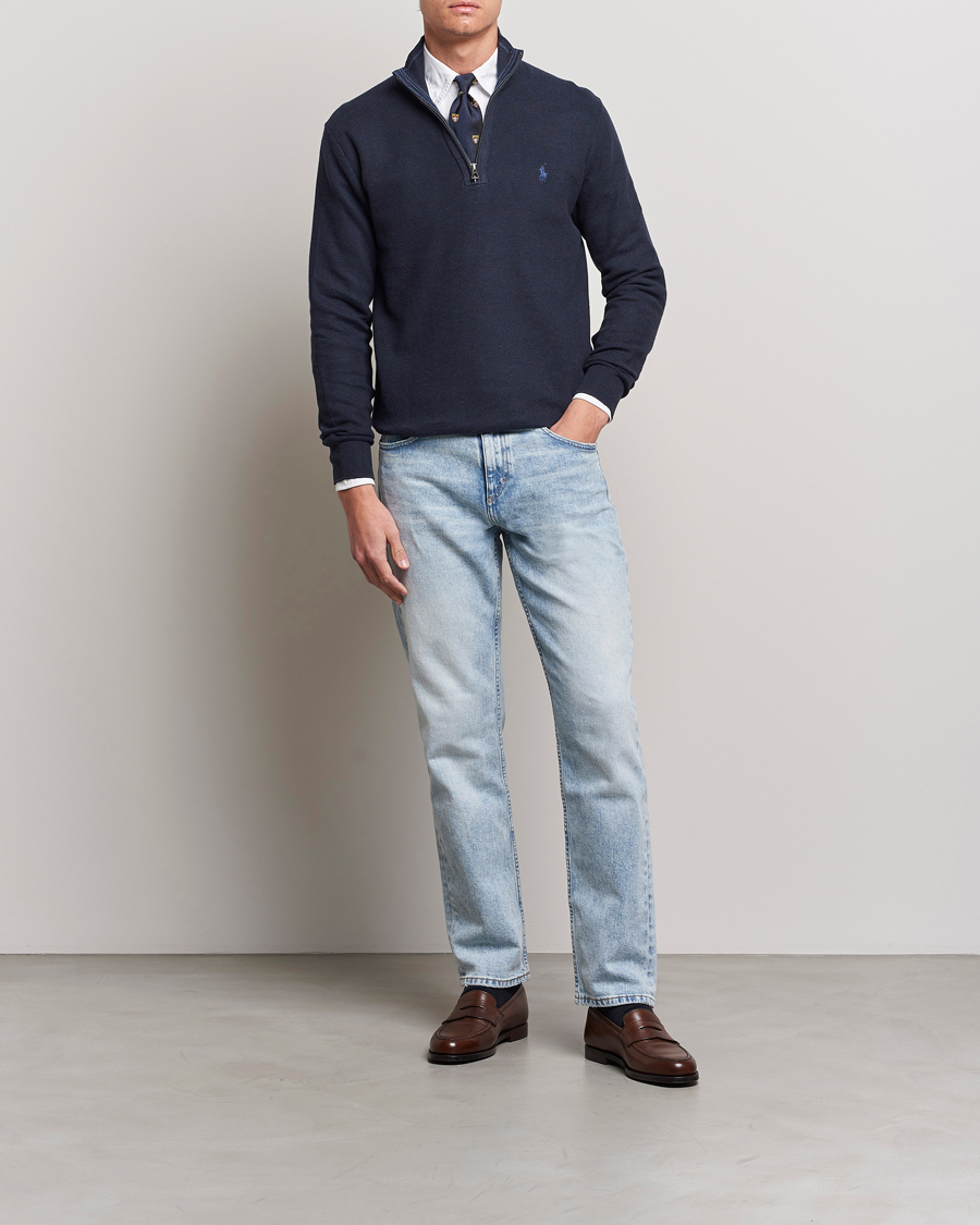Herre | Trøjer | Polo Ralph Lauren | Textured Half-Zip Navy Heather
