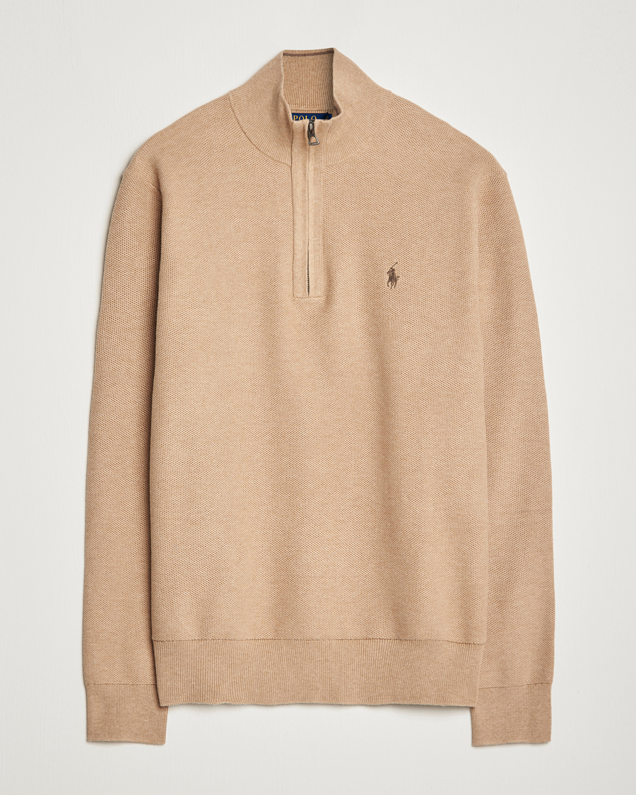 Herre | Trøjer | Polo Ralph Lauren | Textured Half-Zip Camel Melange