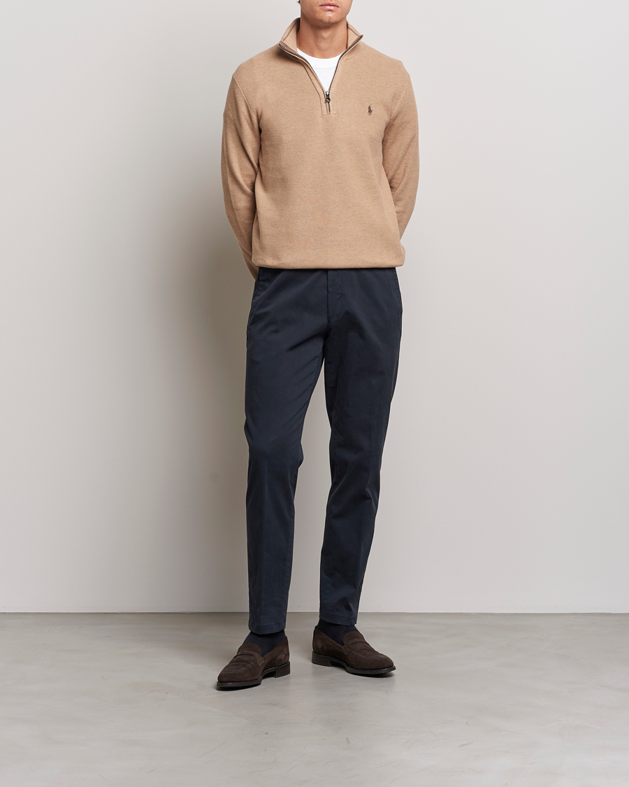 Herre | Trøjer | Polo Ralph Lauren | Textured Half-Zip Camel Melange