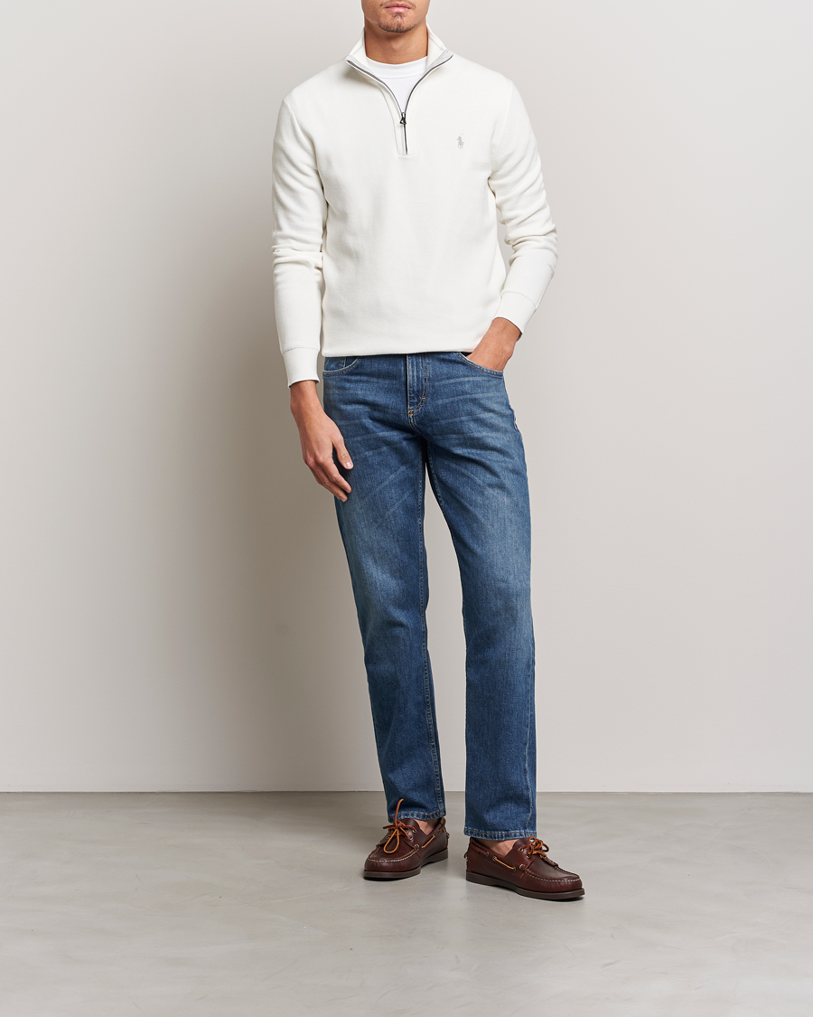 Herre | Trøjer | Polo Ralph Lauren | Textured Half-Zip Deckwash White