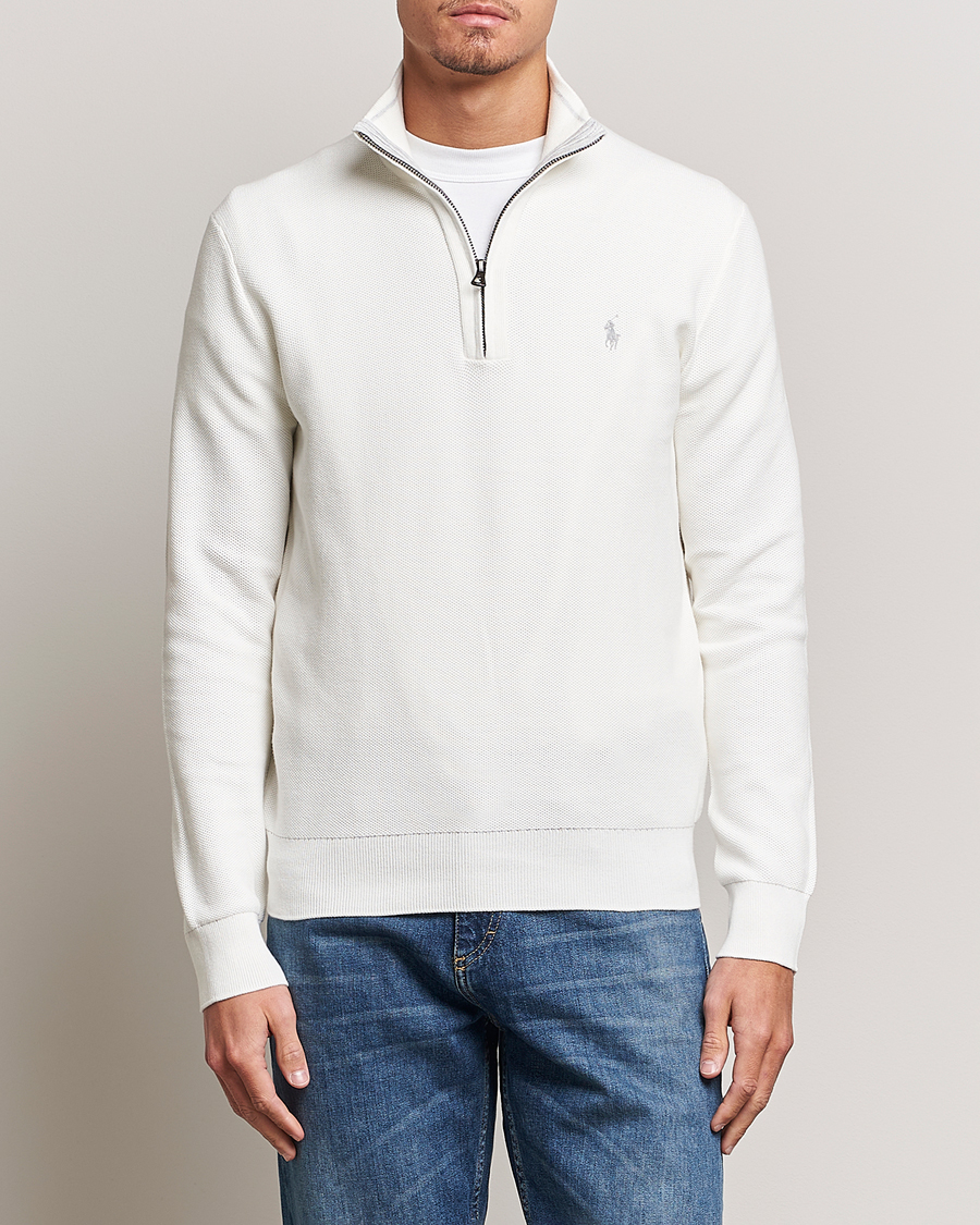 Herre | Trøjer | Polo Ralph Lauren | Textured Half-Zip Deckwash White