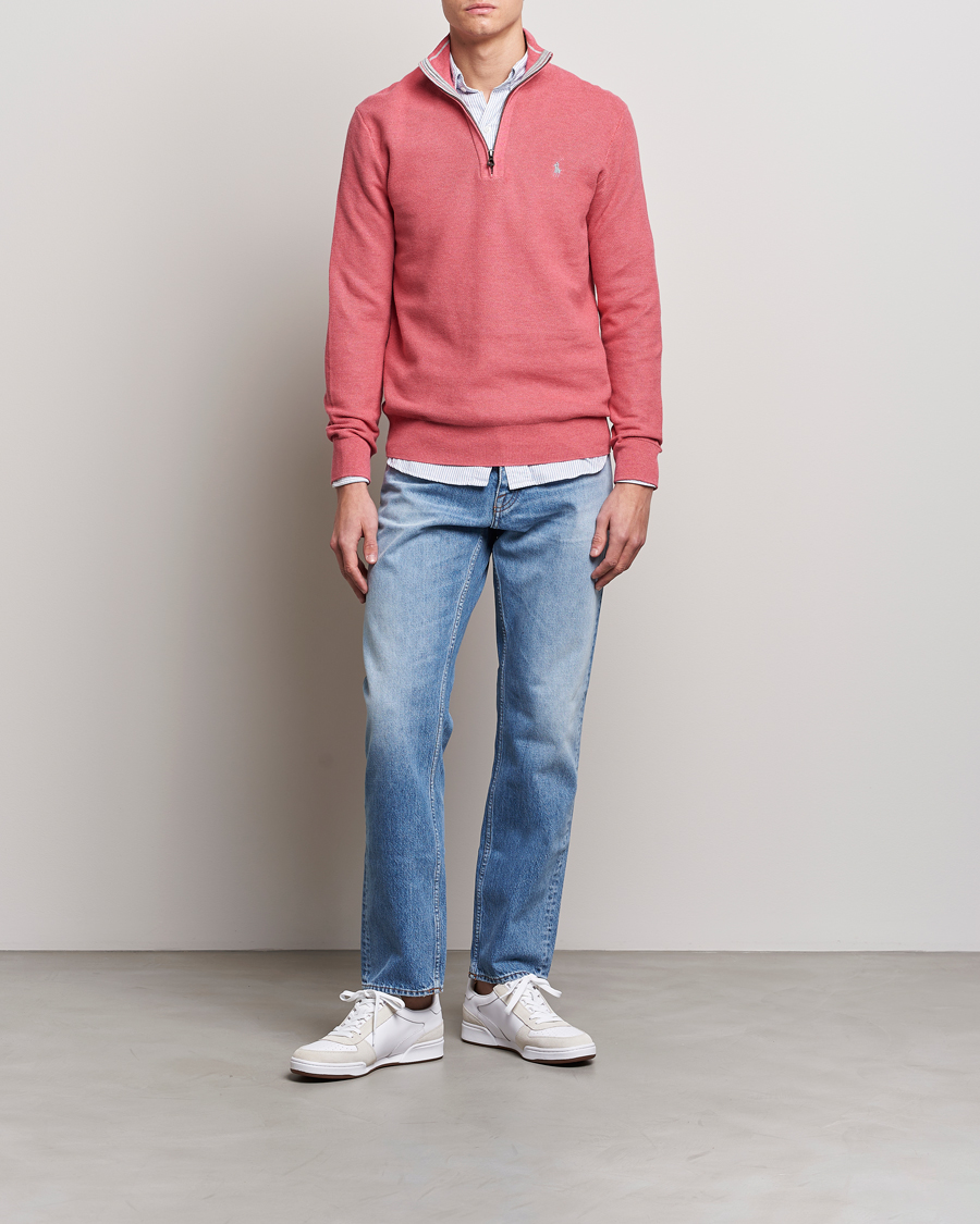 Herre | Trøjer | Polo Ralph Lauren | Textured Half-Zip Red Sky Heather