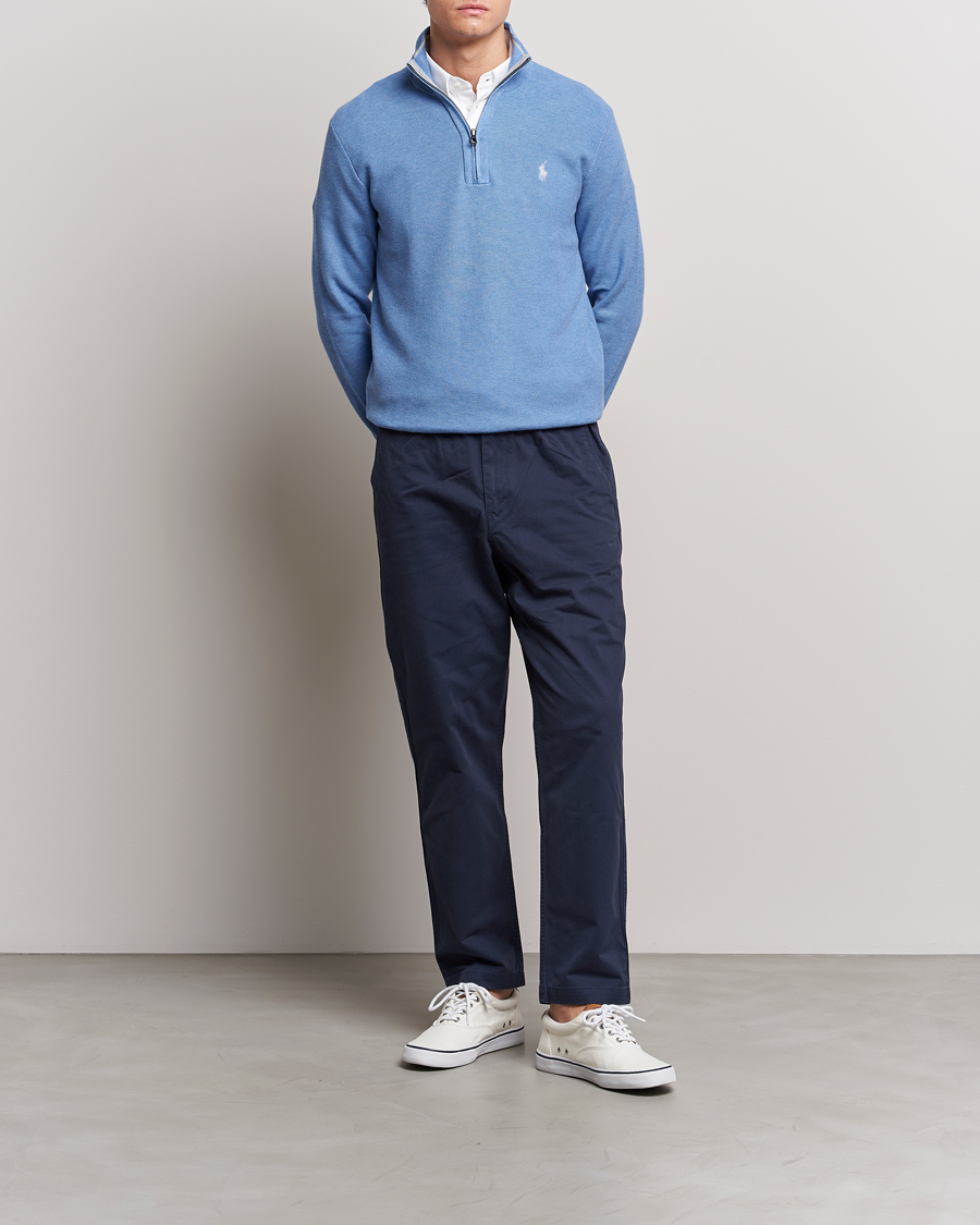 Herre | Trøjer | Polo Ralph Lauren | Textured Half-Zip Summer Blue