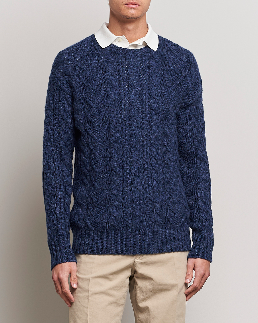 Herre | Strikkede trøjer | Polo Ralph Lauren | Knitted Fishermen Sweater Mid Blue Heather