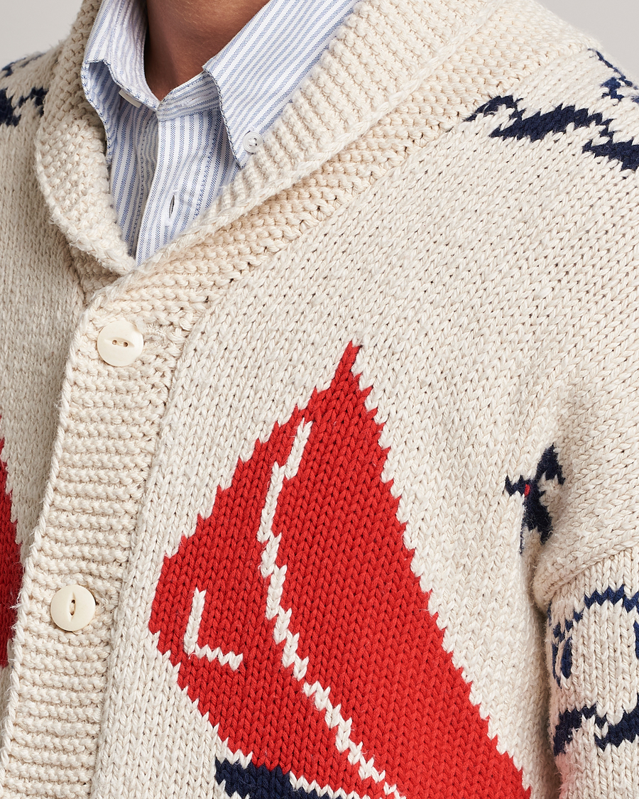 Herre | Trøjer | Polo Ralph Lauren | Knitted Fishermen Shawl Collar Cardigan Cream