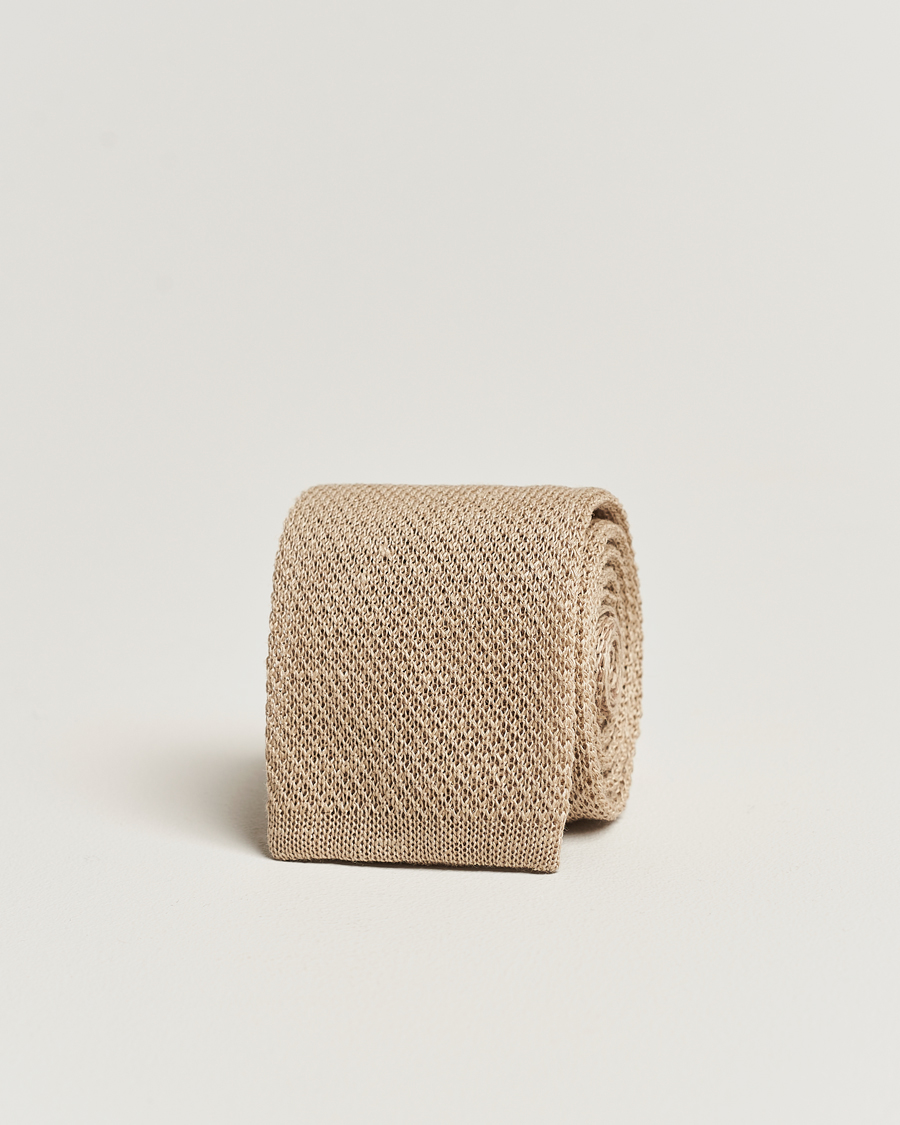 Herre | Polo Ralph Lauren Linen Knitted Tie Tan | Polo Ralph Lauren | Linen Knitted Tie Tan