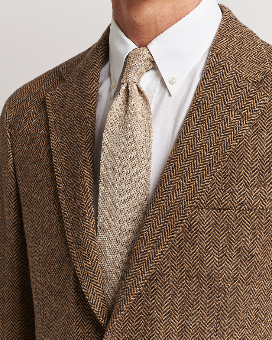 Herre | Polo Ralph Lauren Linen Knitted Tie Tan | Polo Ralph Lauren | Linen Knitted Tie Tan