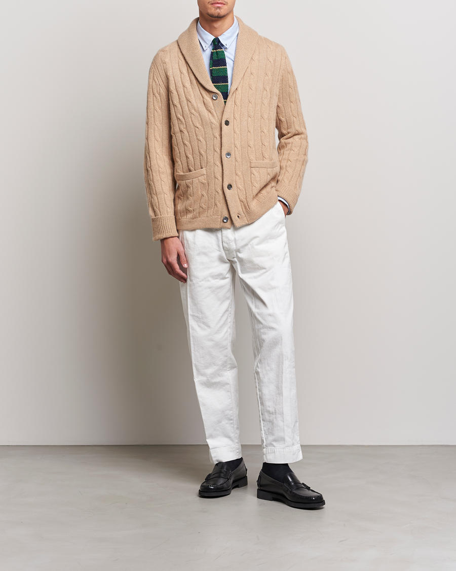 Herre | Trøjer | Polo Ralph Lauren | Cashmere Cable Shawl Collar Cardigan Camel Melange