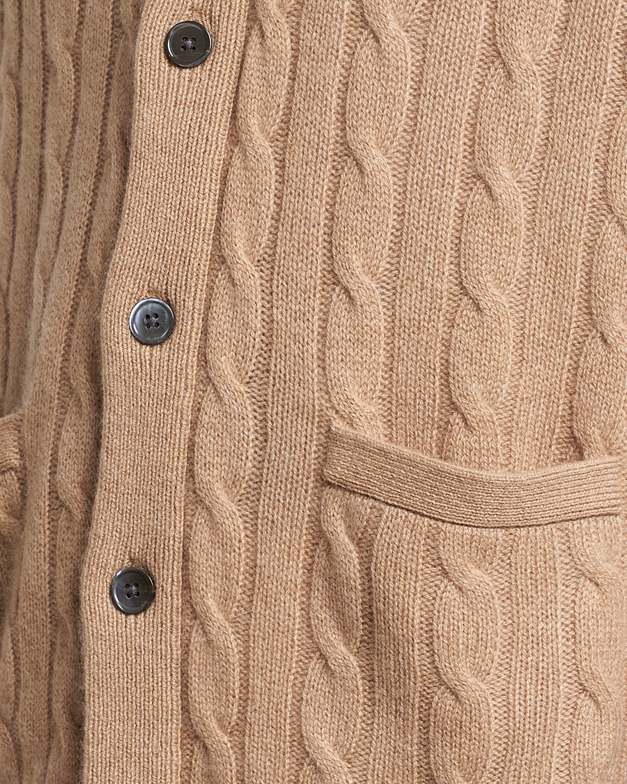 Herre | Trøjer | Polo Ralph Lauren | Cashmere Cable Shawl Collar Cardigan Camel Melange
