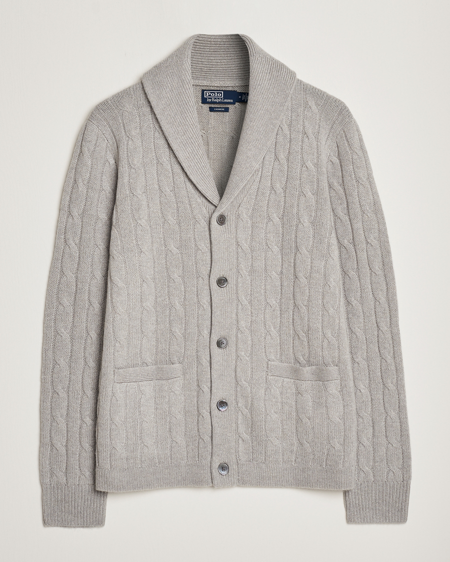 Herre | Trøjer | Polo Ralph Lauren | Cashmere Cable Shawl Collar Cardigan Grey Heather