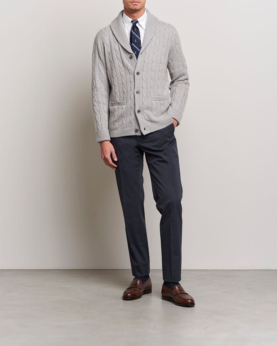 Herre | Trøjer | Polo Ralph Lauren | Cashmere Cable Shawl Collar Cardigan Grey Heather