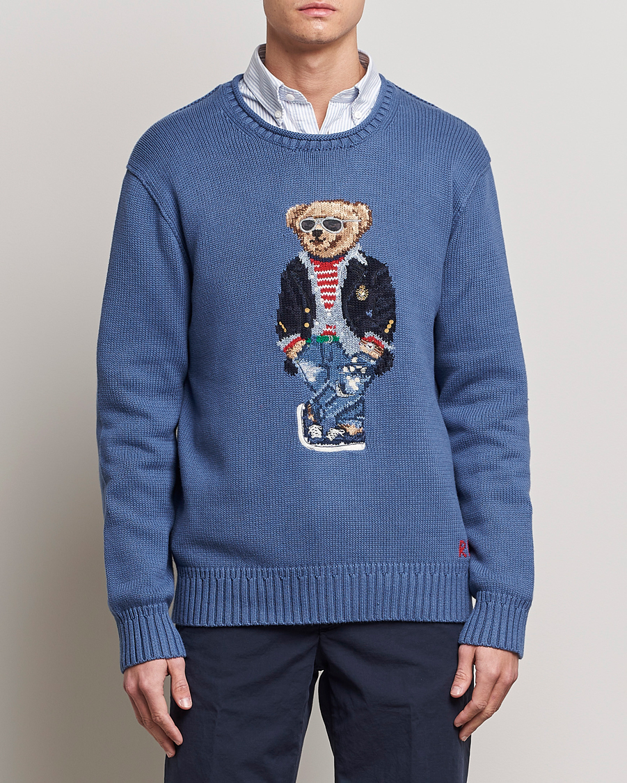 Herre | Strikkede trøjer | Polo Ralph Lauren | Cotton Knitted Bear Sweater Blue Haven