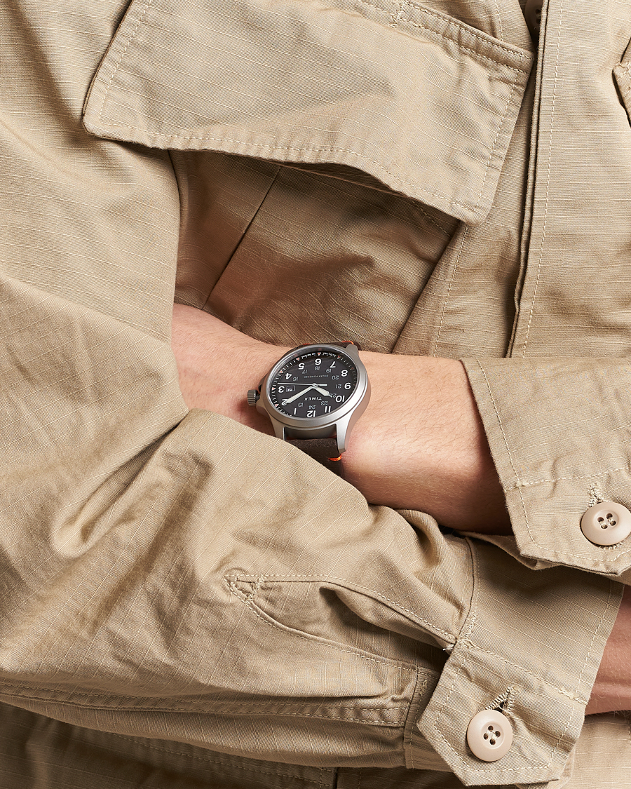 Herre | Læderrem | Timex | Field Post Solar Watch 41mm Textured Black Dial