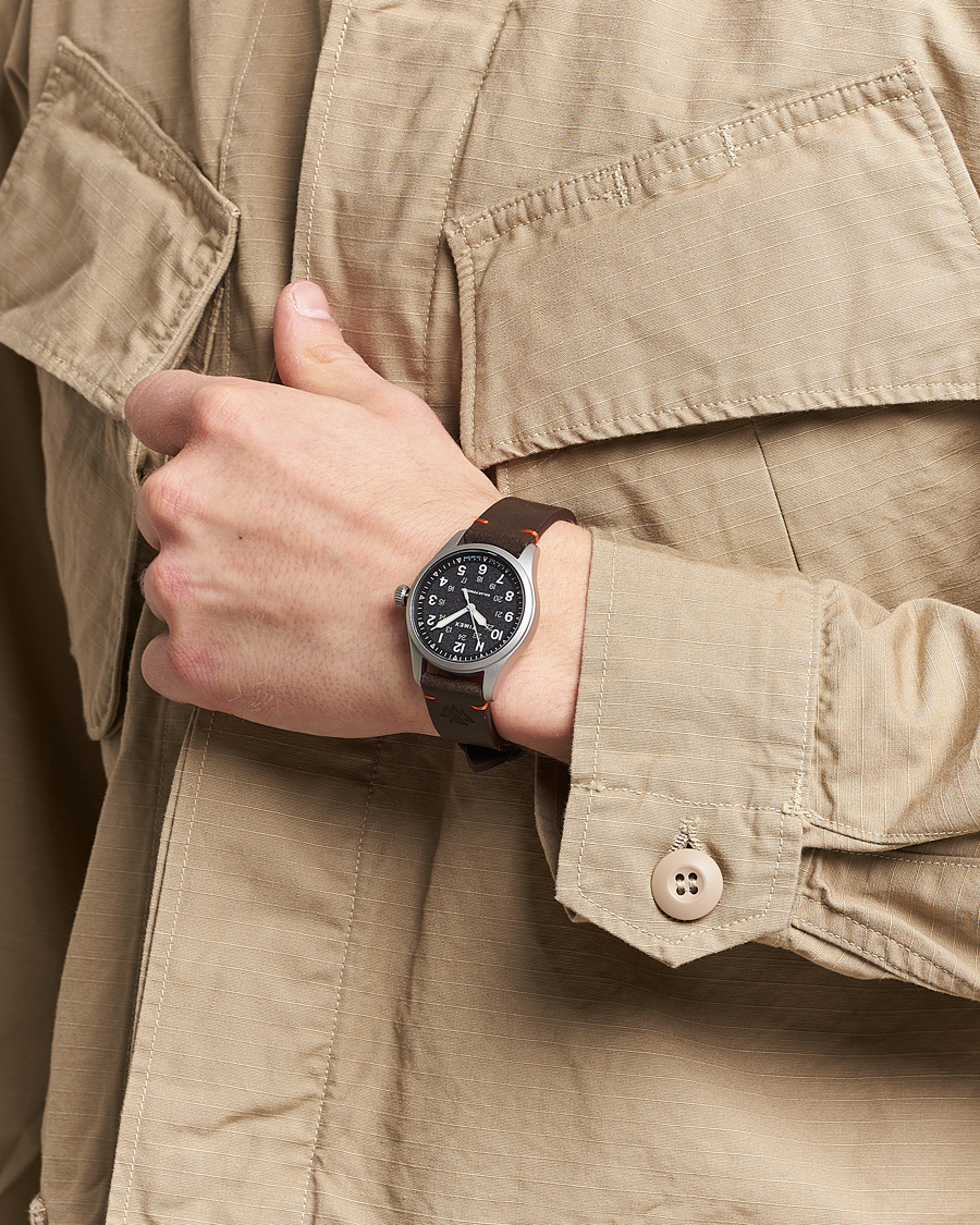 Herre | Læderrem | Timex | Field Post Solar Watch 36mm Textured Black Dial