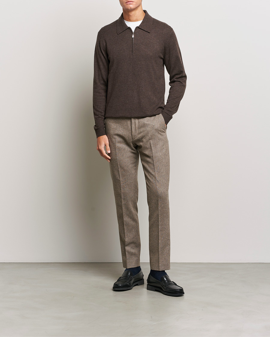 Herre | Trøjer | Tiger of Sweden | Orbit Half Zip Merino Coffee