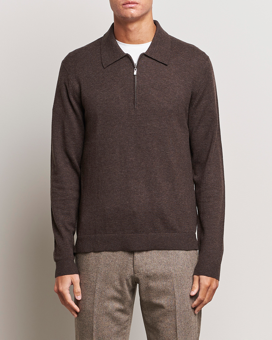 Herre | Tiger of Sweden | Tiger of Sweden | Orbit Half Zip Merino Coffee