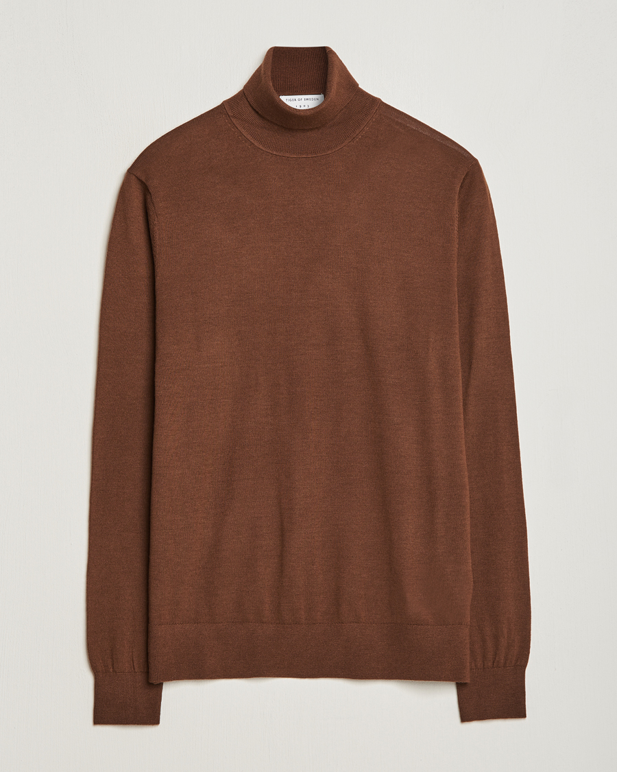 Herre | Trøjer | Tiger of Sweden | Nevile Extra Fine Merino Polo Golden Copper