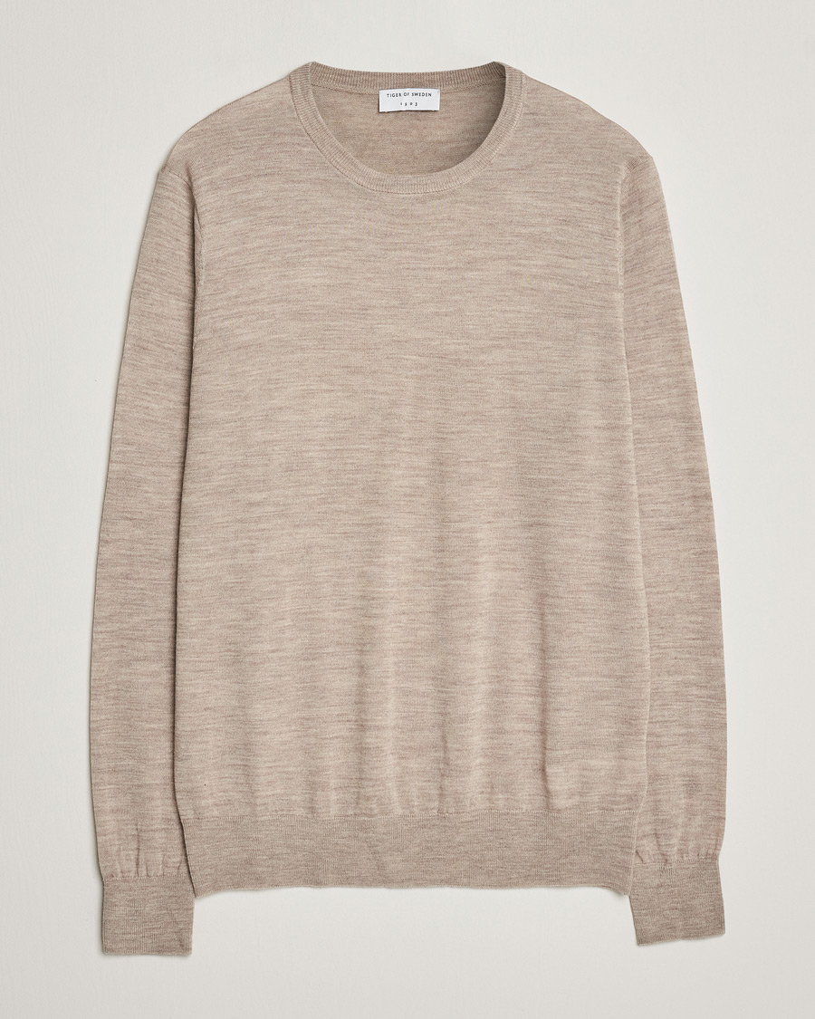 Herre | Trøjer | Tiger of Sweden | Nichols Crew Neck Pullover Beige Melange