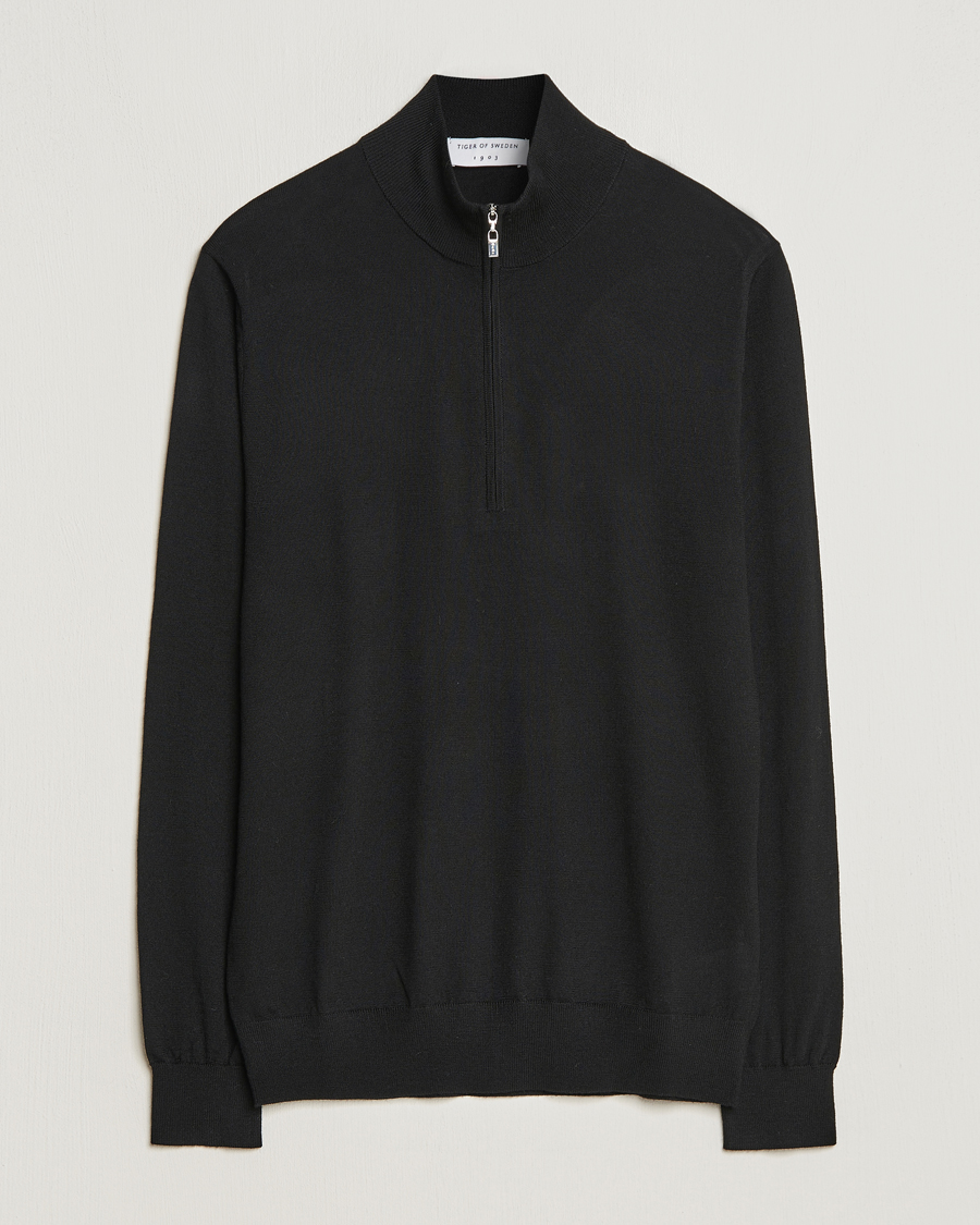 Herre | Trøjer | Tiger of Sweden | Errol Merino Half Zip Black