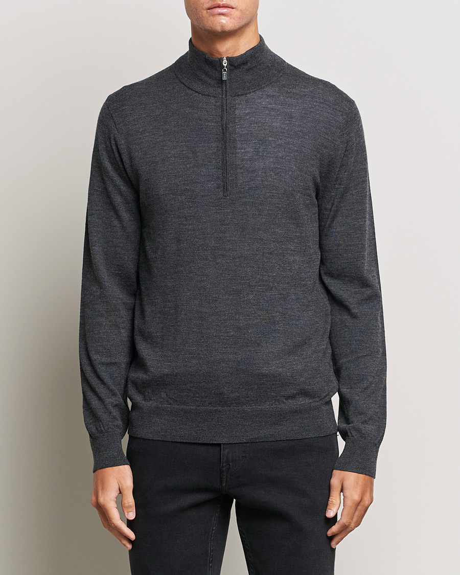 Herre | Trøjer | Tiger of Sweden | Errol Merino Half Zip Grey