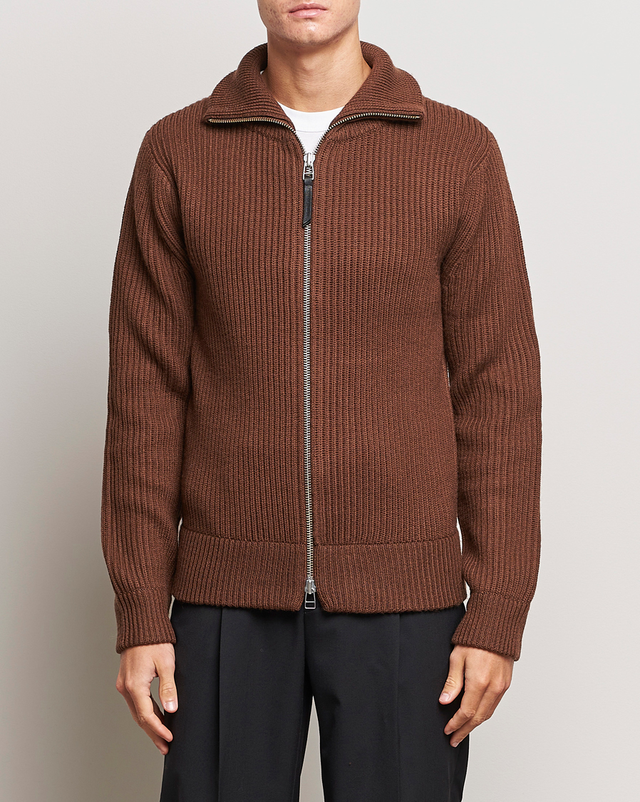 Herre | Trøjer | Tiger of Sweden | Nyman Full Zip Golden Brown