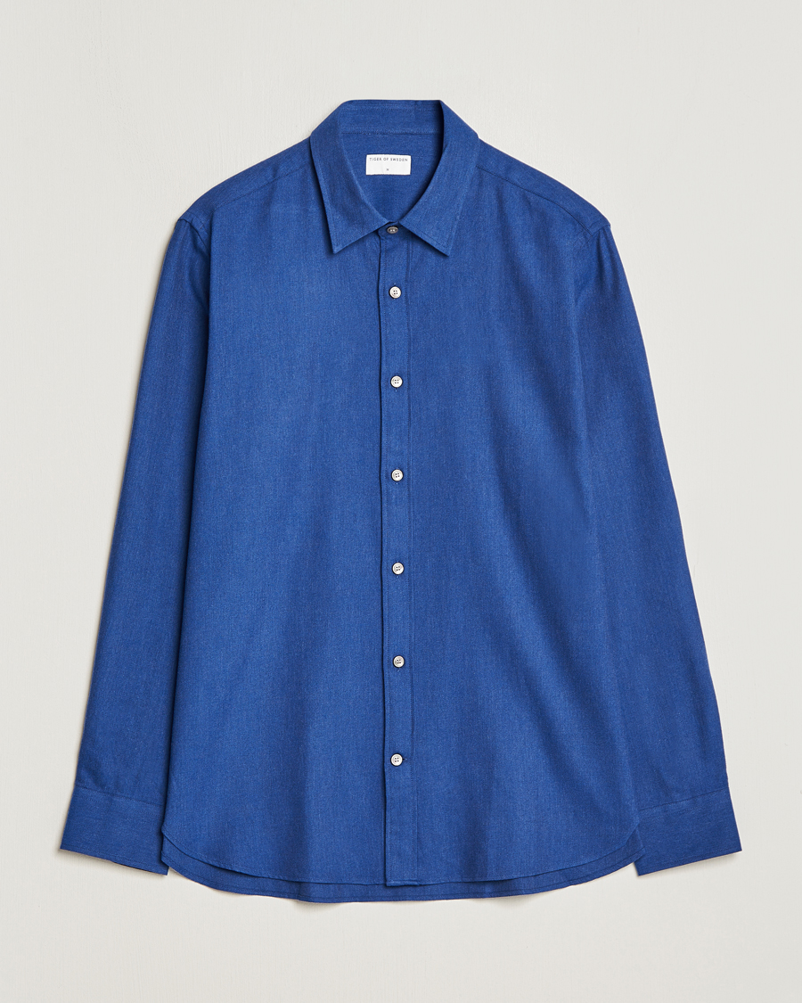 Herre | Skjorter | Tiger of Sweden | Benjamin Flannel Shirt Blue Melange