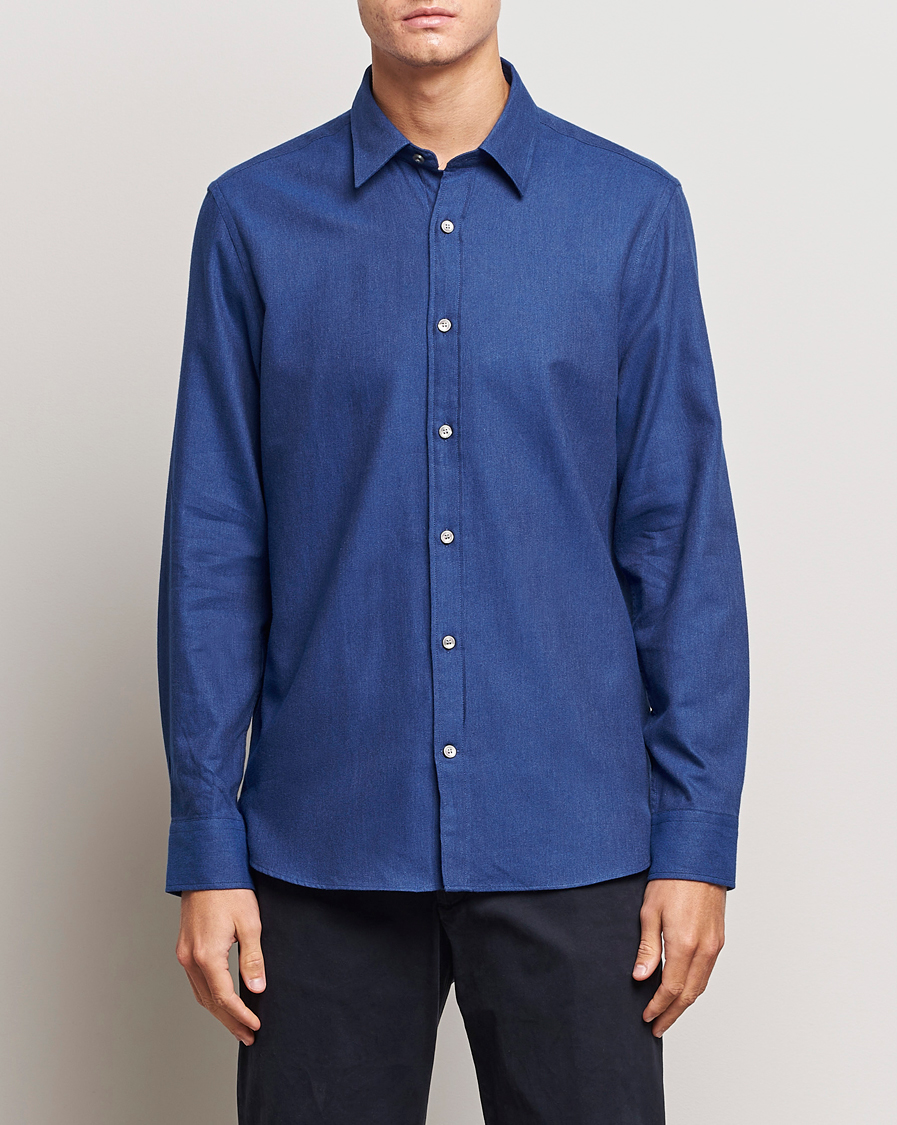 Herre | Skjorter | Tiger of Sweden | Benjamin Flannel Shirt  Blue Melange