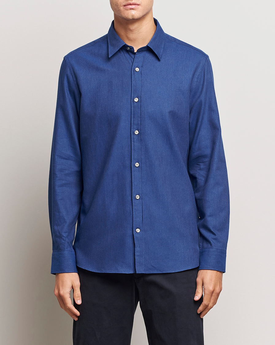 Herre |  | Tiger of Sweden | Benjamin Flannel Shirt  Blue Melange