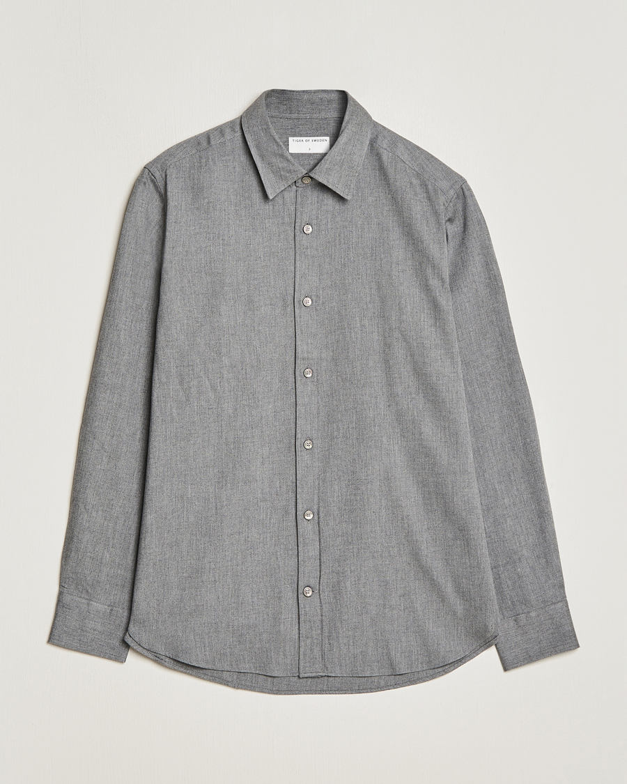 Herre | Skjorter | Tiger of Sweden | Benjamin Flannel Shirt Grey Melange