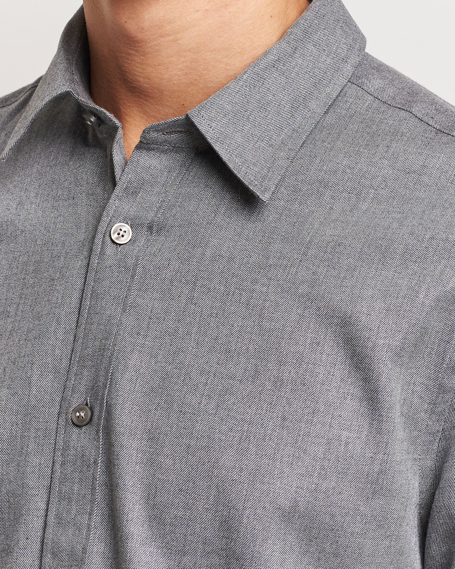 Herre | Skjorter | Tiger of Sweden | Benjamin Flannel Shirt Grey Melange