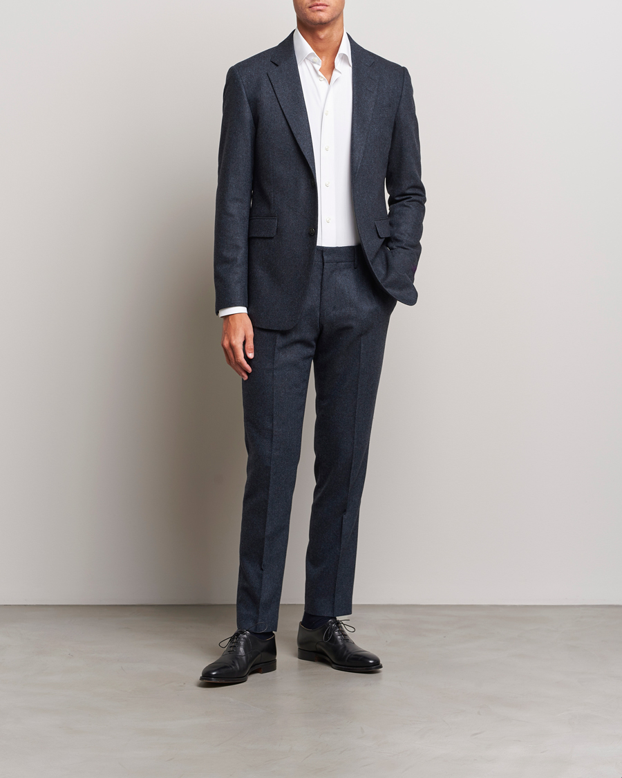 Herre | Bukser | Tiger of Sweden | Tenutas Brushed Wool Trousers Midnight Blue