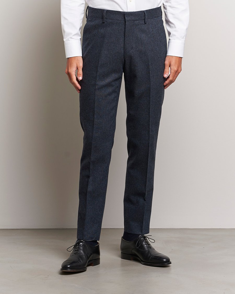 Herre | Habitbukser | Tiger of Sweden | Tenutas Brushed Wool Trousers Midnight Blue