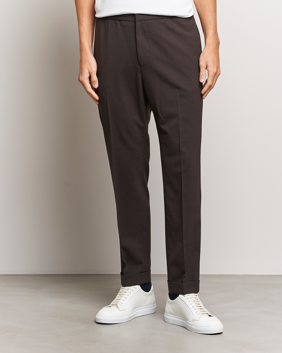 Herre | Udsalg tøj | Tiger of Sweden | Taven Drawstring Wool Trousers Coffee