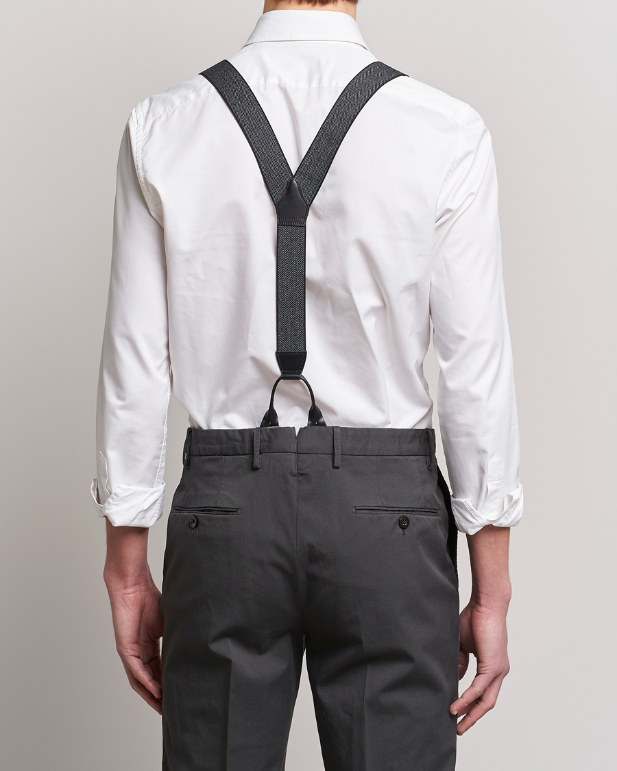 Herre | Albert Thurston Elastic Herringbone Braces 35mm Grey | Albert Thurston | Elastic Herringbone Braces 35mm Grey