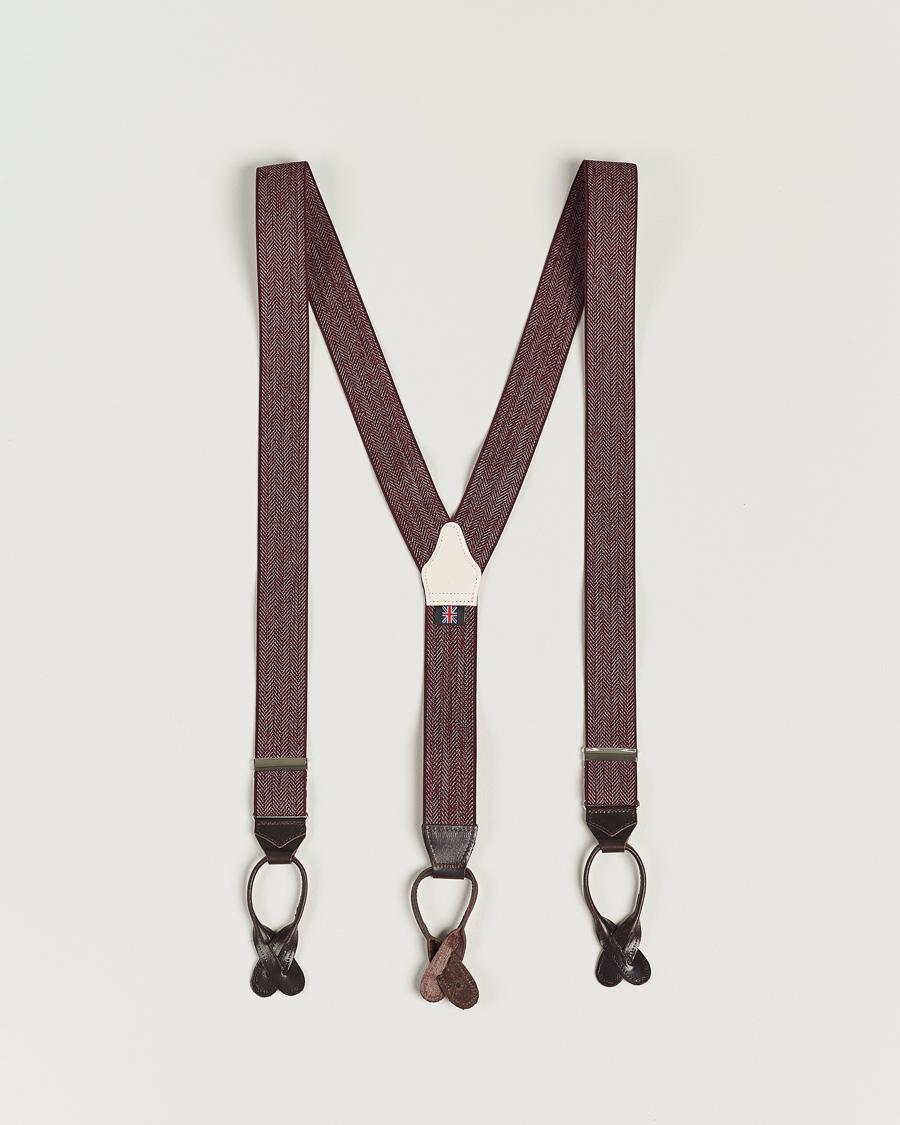 Herre | Albert Thurston Elastic Herringbone Braces 35mm Wine | Albert Thurston | Elastic Herringbone Braces 35mm Wine