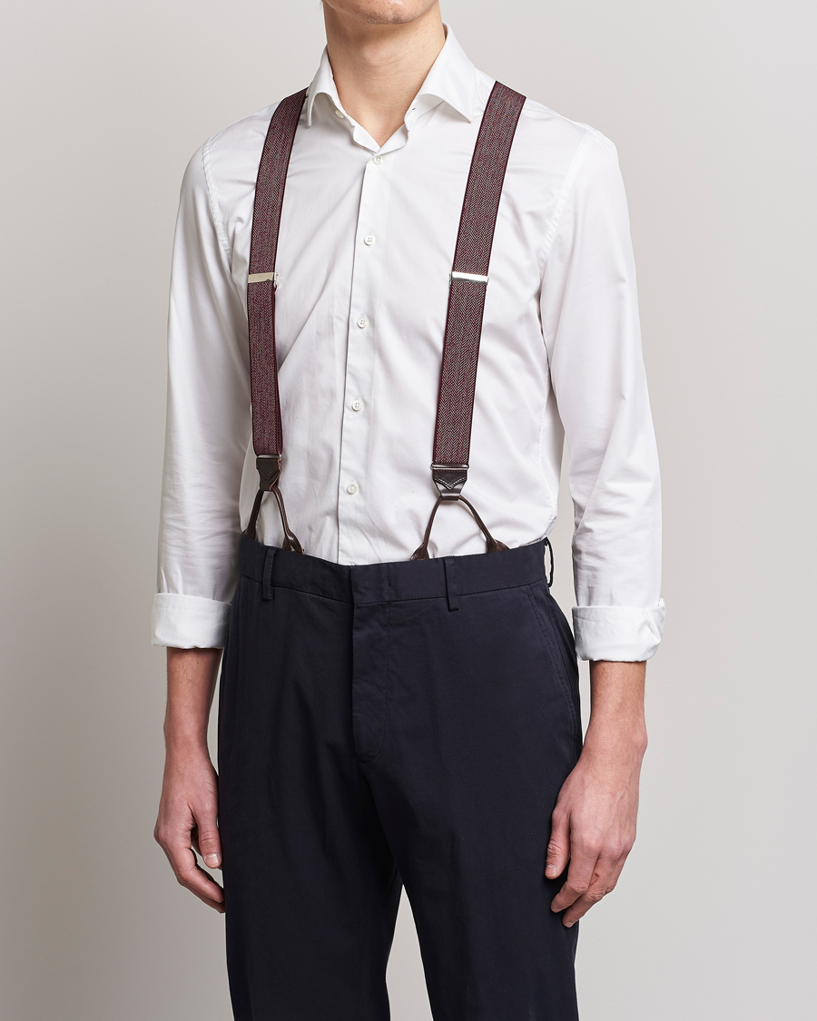 Herre | Albert Thurston Elastic Herringbone Braces 35mm Wine | Albert Thurston | Elastic Herringbone Braces 35mm Wine