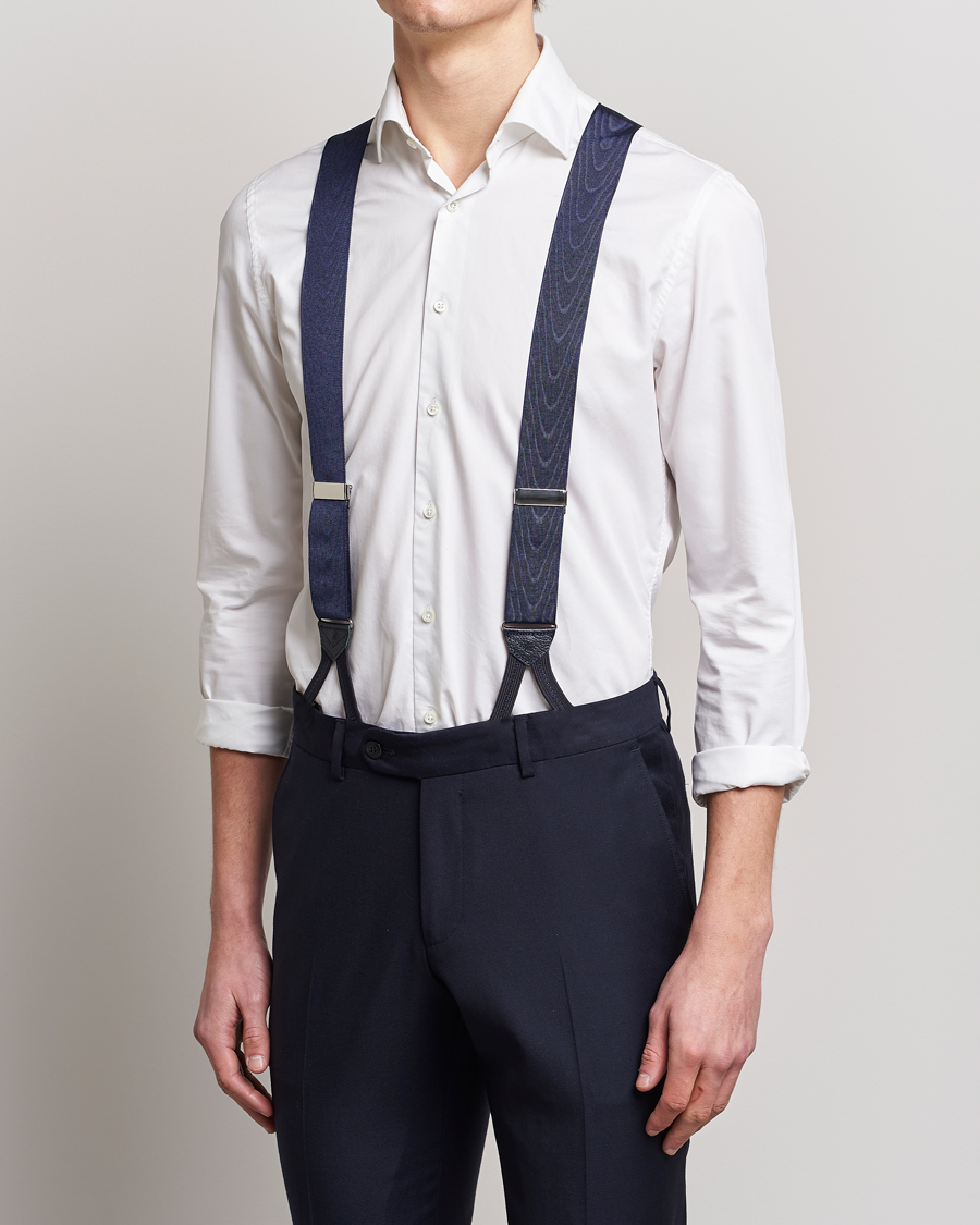 Herre | Albert Thurston Moiré Braces 40mm Navy | Albert Thurston | Moiré Braces 40mm Navy